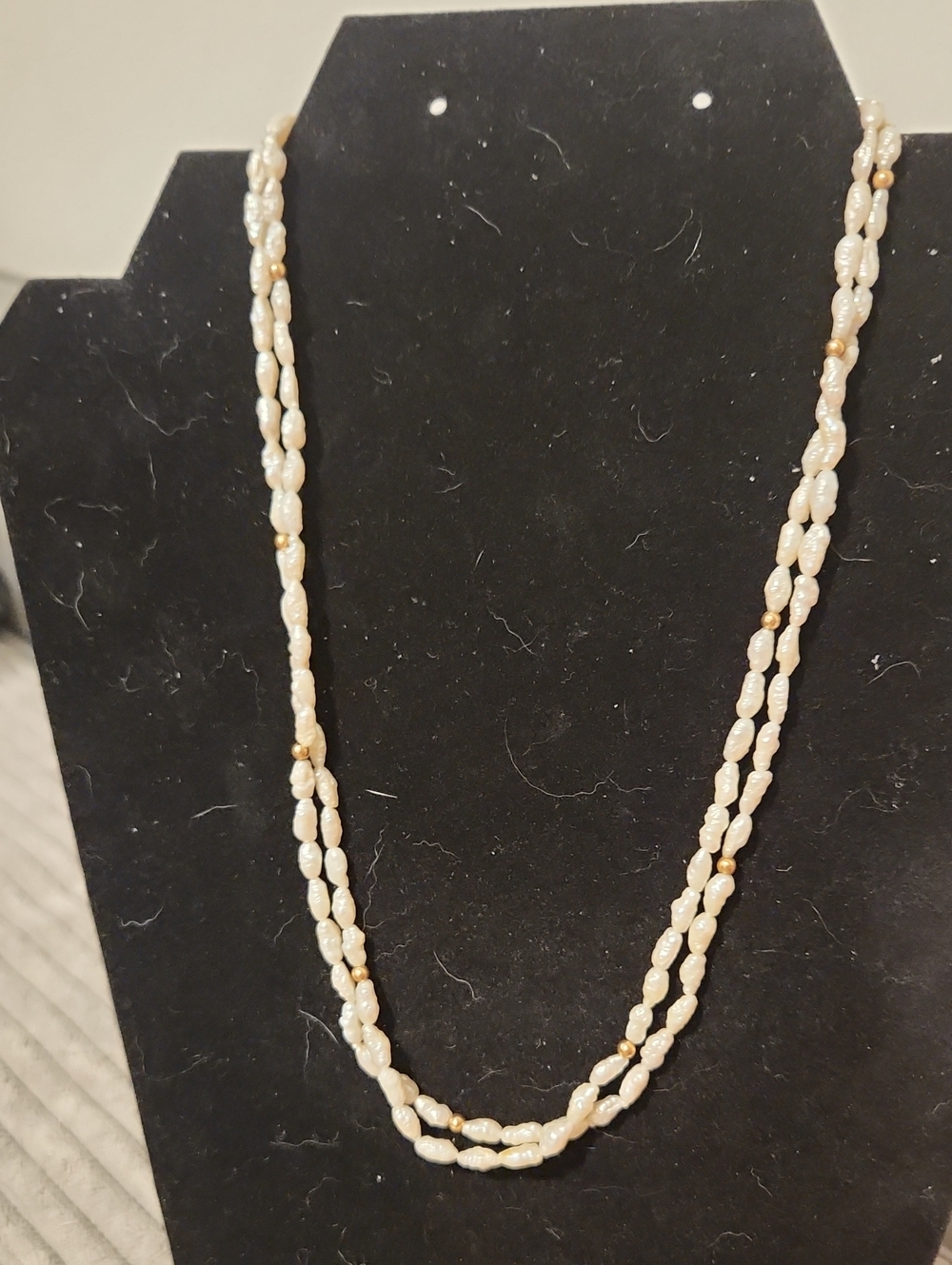 Vintage Imperial Pearl Syndicate 14K Gold 2 Strand Rice Pearl Necklace IPS